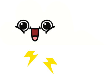 flat color retro cartoon of a storm cloud