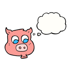 freehand drawn thought bubble cartoon pig