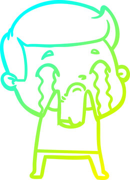 recommend clip art: cold gradient line drawing of a cartoon man crying