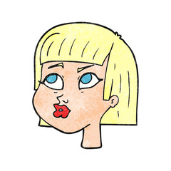 freehand textured cartoon female face