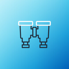 Line Binoculars icon isolated on blue background. Find software sign. Spy equipment symbol. Colorful outline concept. Vector