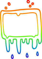 rainbow gradient line drawing of a cartoon bloody banner