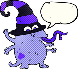 freehand drawn comic book speech bubble cartoon halloween alien