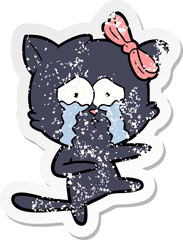 distressed sticker of a cartoon cat
