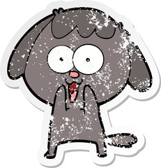 distressed sticker of a cute cartoon dog