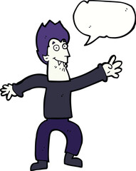 cartoon vampire with speech bubble