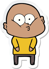 sticker of a cartoon bald man staring