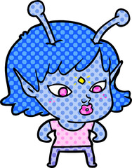 pretty cartoon alien girl