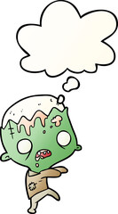 cartoon zombie with thought bubble in smooth gradient style