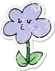 distressed sticker of a cartoon flower
