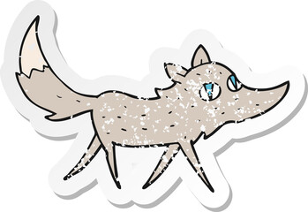 retro distressed sticker of a cartoon little wolf