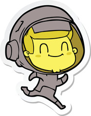 sticker of a happy cartoon astronaut man
