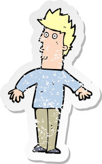 retro distressed sticker of a cartoon surprised man