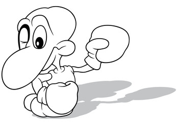 Drawing of a Worm with Boxing Gloves