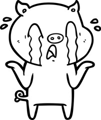 crying pig cartoon