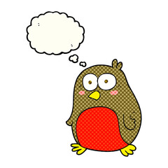 freehand drawn thought bubble cartoon robin
