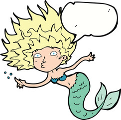 cartoon mermaid with speech bubble