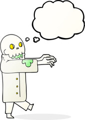 freehand drawn thought bubble cartoon zombie