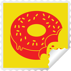 bitten frosted donut square peeling sticker