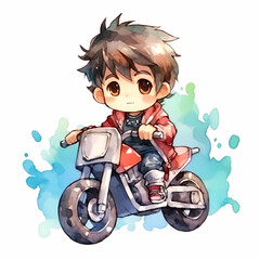 Child riding motorcycle. Generative AI