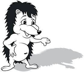 Drawing of a Standing Hedgehog with a Raised Paw