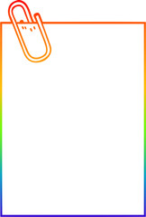 rainbow gradient line drawing of a cartoon paper with paperclip
