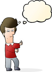 cartoon man gesturing wildly with thought bubble