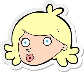 sticker of a cartoon pretty face