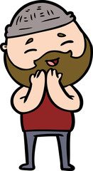 cartoon happy bearded man