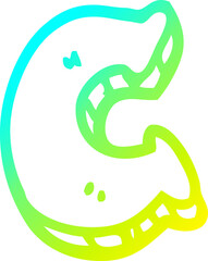 cold gradient line drawing of a cartoon letter c