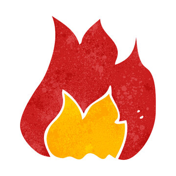 freehand retro cartoon fire symbol