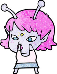 pretty cartoon alien girl