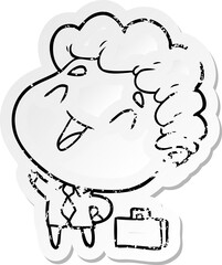 distressed sticker of a cartoon businessman