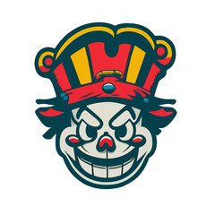 Fototapeta na wymiar Clown Wear piratte hat Mascot Illustration
