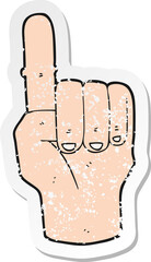 retro distressed sticker of a cartoon pointing finger