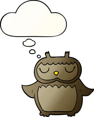 cartoon owl with thought bubble in smooth gradient style