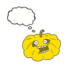 freehand drawn thought bubble cartoon halloween pumpkin