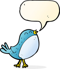 cartoon singing bird with speech bubble