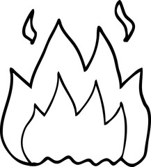 line drawing cartoon fire burning