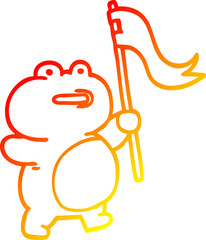 warm gradient line drawing of a funny cartoon frog