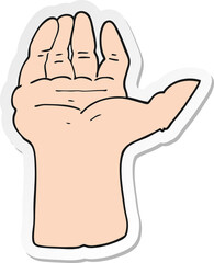 sticker of a cartoon open hand