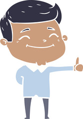 happy flat color style cartoon man