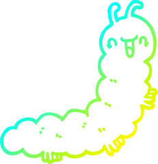 cold gradient line drawing of a cartoon caterpillar