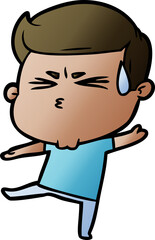 cartoon man sweating