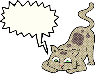 freehand drawn comic book speech bubble cartoon cat