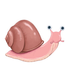 A pink happy snail