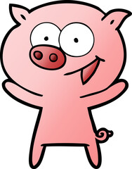 cheerful pig cartoon