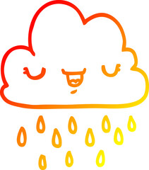 warm gradient line drawing of a cartoon storm cloud