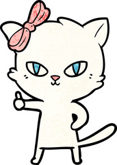 cute cartoon cat giving thumbs up symbol