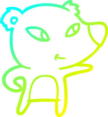 cold gradient line drawing of a cute cartoon bear